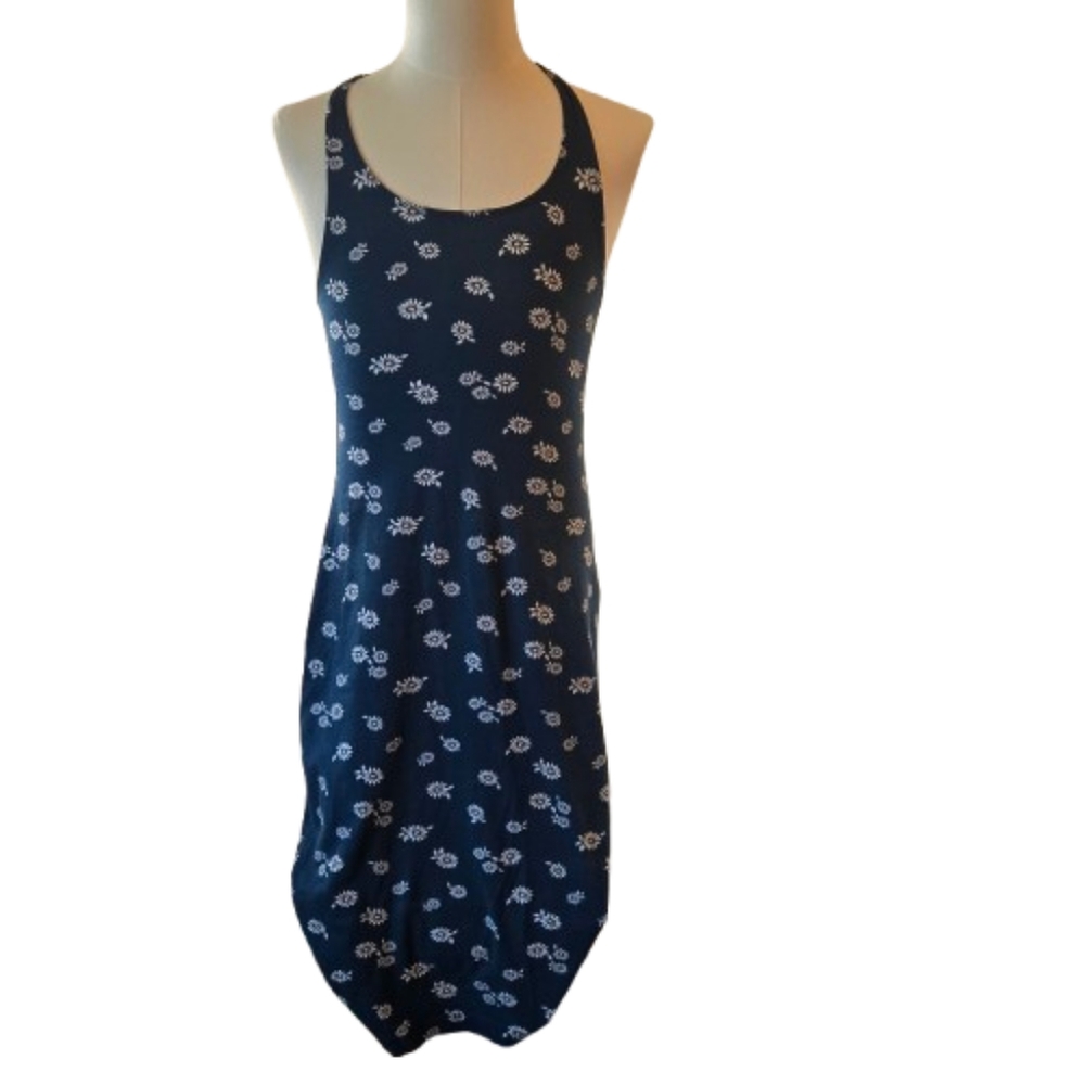 Abercrombie & Fitch Daisy Print Maxi Dress Blue Size Large